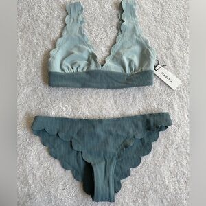 Marysia Swim Scalloped Textured Bikini Top in Seafoam